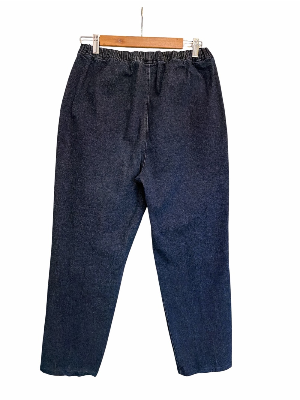 Barrel Leg Denim Pants High Rise Pull On Elastic Waist Utility Jeans Size L - Picture 7 of 8